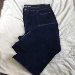 Dark wide-leg jeans